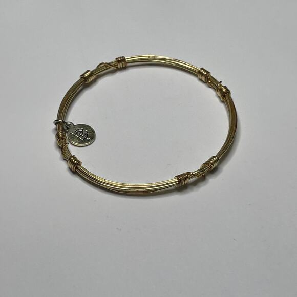 BOURBON & BOWETIES gold tone bracelet bangle COLOR signed jewelry wire wrapped - Picture 8 of 10